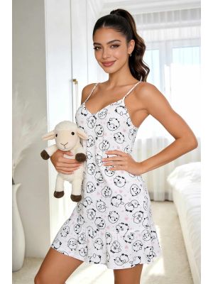 Camisón de algodón con tirantes - Oveja