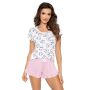 Pijama de algodón de manga corta para mujer - Rosa oveja - 3