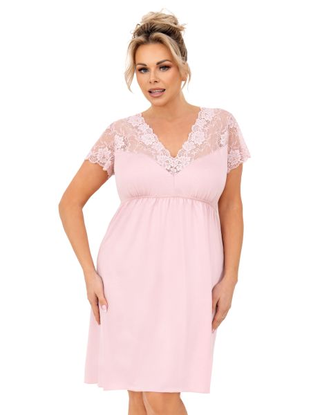 Camisón de encaje para mujer - Livia tallas grandes rosa empolvado