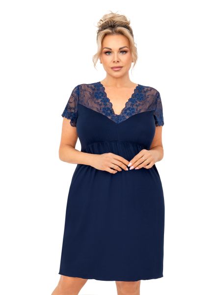 Camisón de encaje para mujer - Livia tallas grandes azul marino