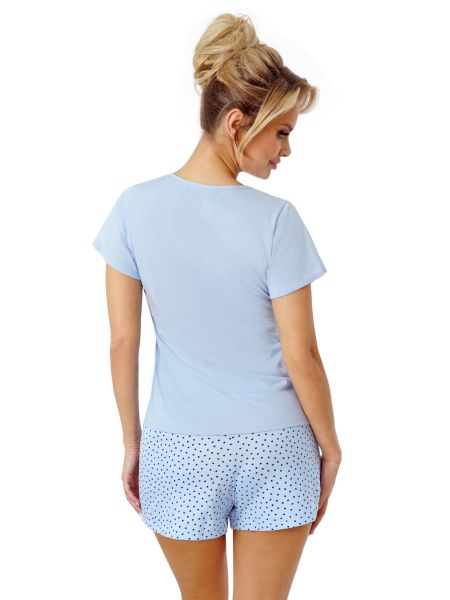Pijama de algodón azul para mujer - Star short - 3