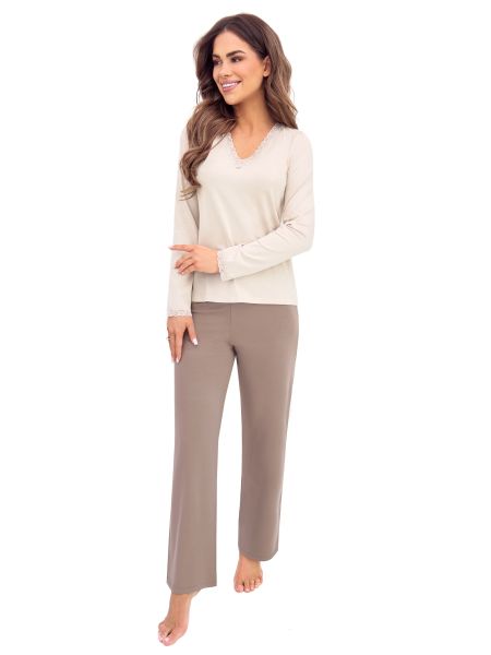 Pijama de mujer pantalón largo - Daphne largo beige - 2