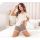 Pijama de señora con encaje - Daphne corto beige