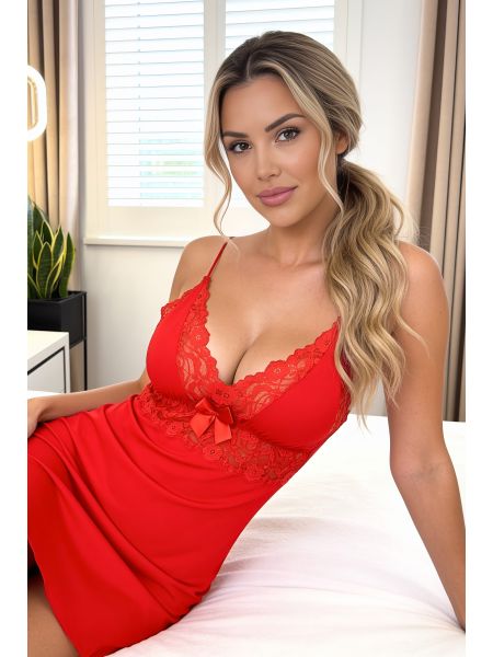 Camisón sexy sin tirantes - Ally rojo
