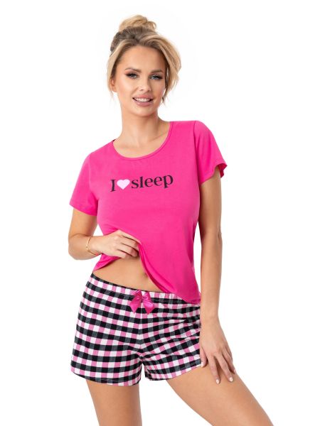 Pijama de algodón a cuadros - Sleep short fucsia - 3