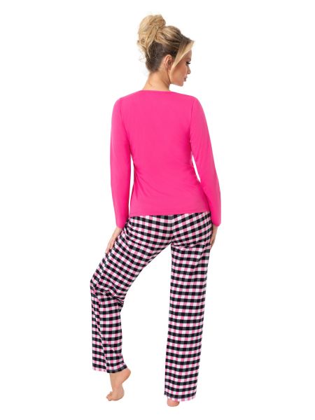Pijama de mujer de algodón a cuadros - Sleep long fucsia - 2