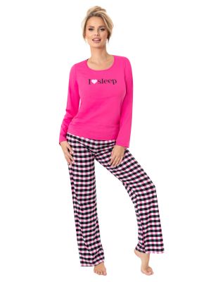 Pijama de mujer de algodón a cuadros - Sleep long fucsia