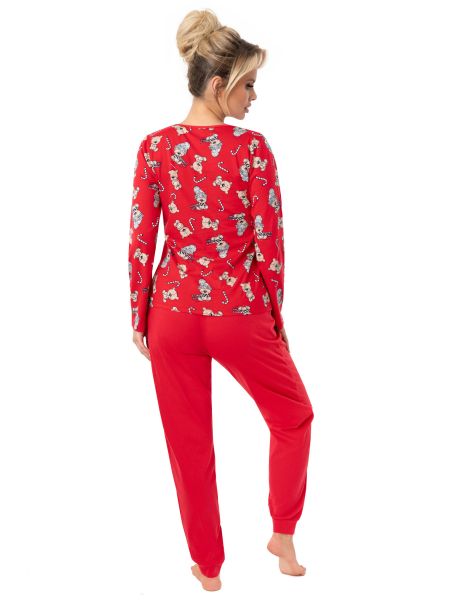 Pijama de Navidad pantalón largo - Oso largo rojo - 2