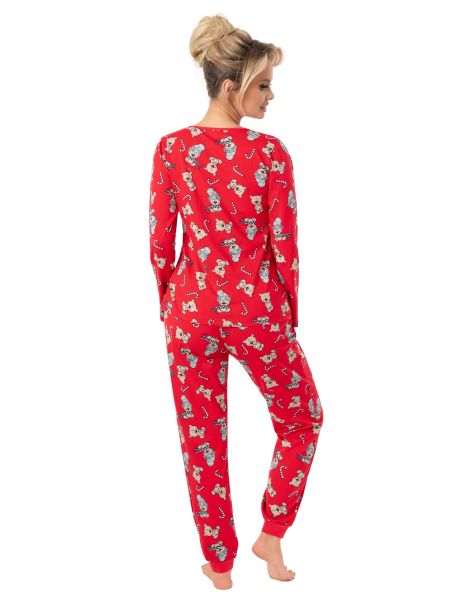 Pijama de Navidad de algodón para mujer - Oso largo - 3