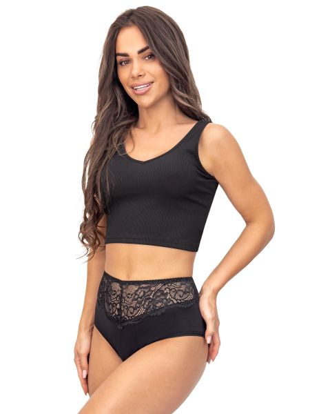 Braguitas de algodón, tiro alto - 243 negro - 2