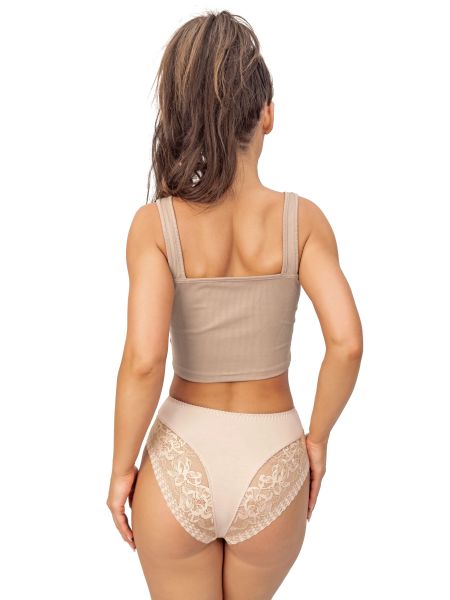 Braga de talle alto con encaje - 235 beige - 4