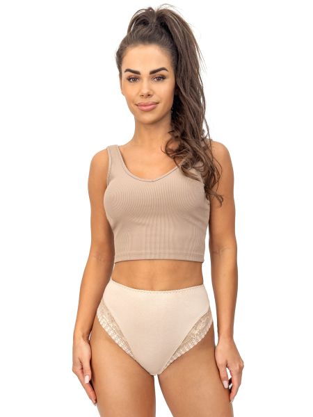 Braga de talle alto con encaje - 235 beige - 2