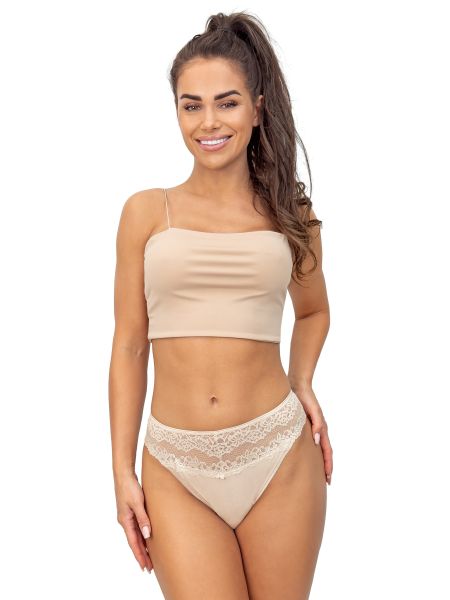 Tanga cómodo de encaje beige - 230 beige - 2