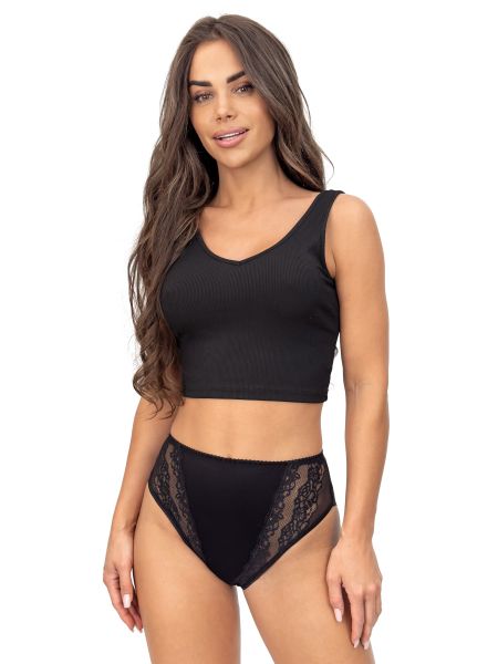 Braga de talle alto con encaje - 228 negro - 3