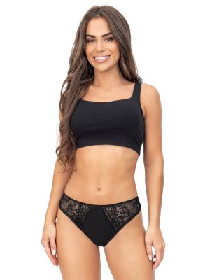 Braga negra de algodón con encaje - 218 negro