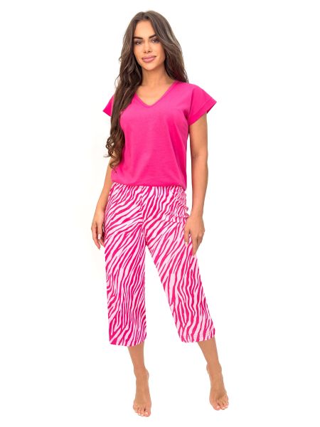 Pijama de algodón en color fucsia - Zebra 3/4 - 2