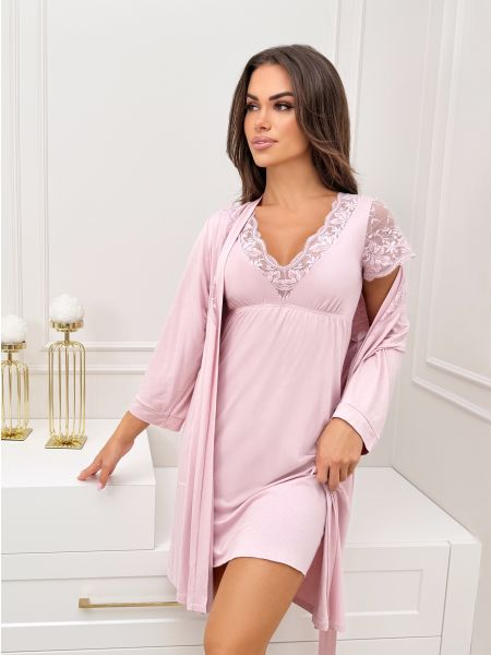 Camisón con encaje - Sonia rosa empolvado - 2