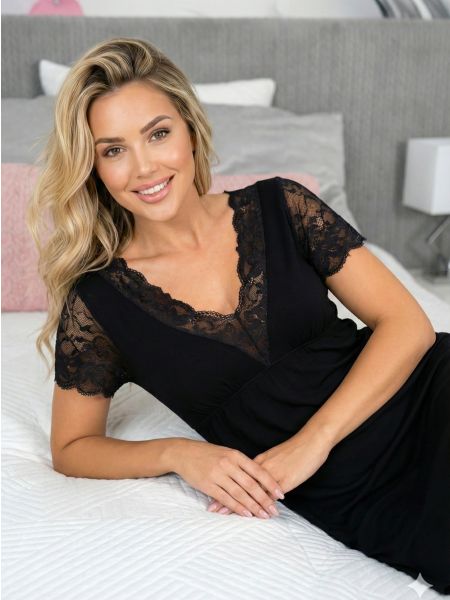 Camisón negro de viscosa - Sonia negro