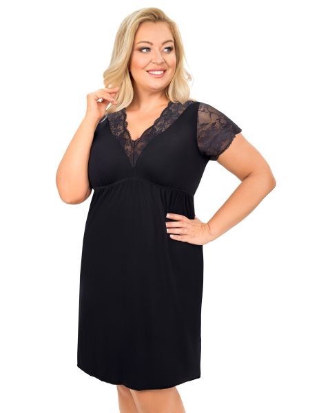 Camisón negro de viscosa - Sonia talla grande negro