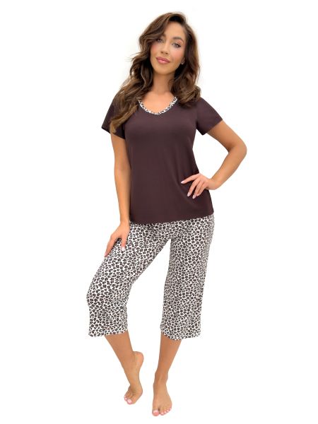 Pijama de mujer marrón - Zoya 3/4