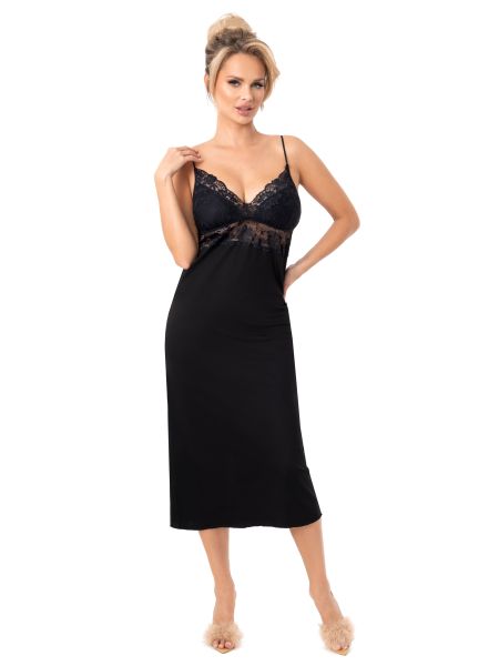 Elegante camisón largo - Jasmine long negro - 2