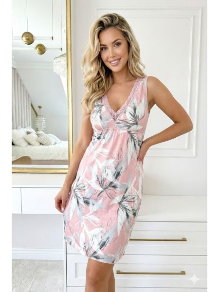 Camisón rosa con estampado floral - Evita