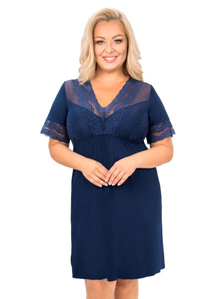 Elegante camisón azul marino - Linda, talla grande, azul marino - 2