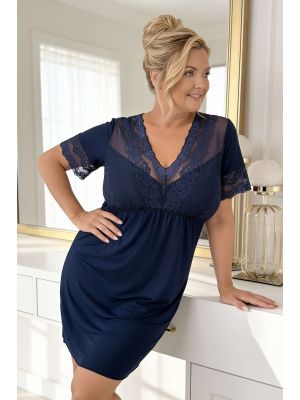 Elegante camisón azul marino - Linda, talla grande, azul marino