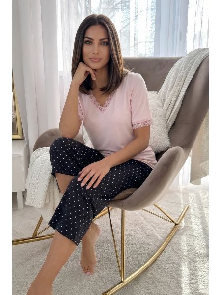 Pijama de mujer a lunares de viscosa - Pati 3/4