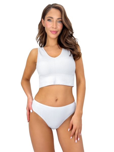 Braguitas brasileñas blancas de algodón con encaje - 270 - 4