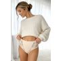 Braguitas de algodón color beige de talle alto con encaje - 272 - 2