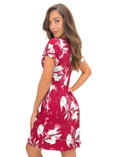 Camisón burdeos con estampado de flores - Brigitte - 3