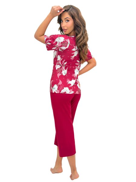 Pijama de mujer de color burdeos, de viscosa - Brigitte 3/4 - 3