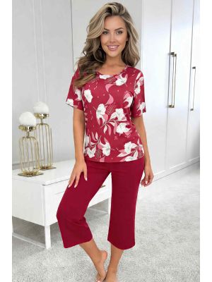 Pijama de mujer de color burdeos, de viscosa - Brigitte 3/4