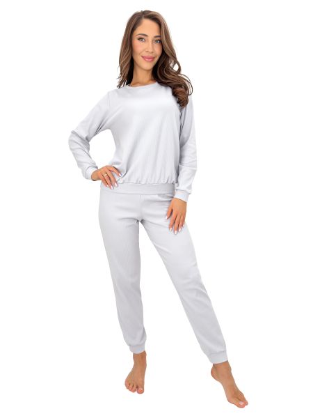Pijama de mujer gris de manga larga - Home Long gris - 3