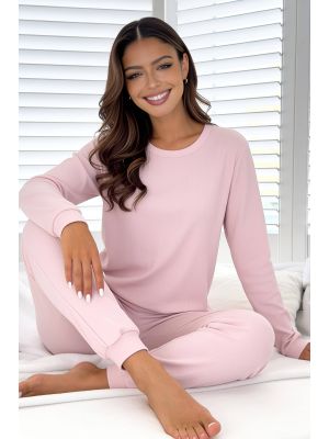 Pijama rosa de algodón para mujer - Home Long rosa