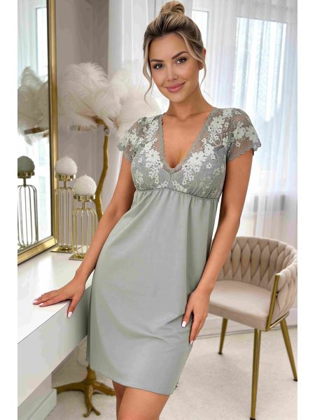Camisón verde con encaje - Ramona color oliva