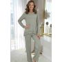 Elegante pijama verde con encaje - Ramona Long, color oliva - 2