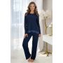 Elegante pijama largo de color azul marino - Ramona largo azul marino - 2