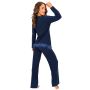 Elegante pijama largo de color azul marino - Ramona largo azul marino - 4