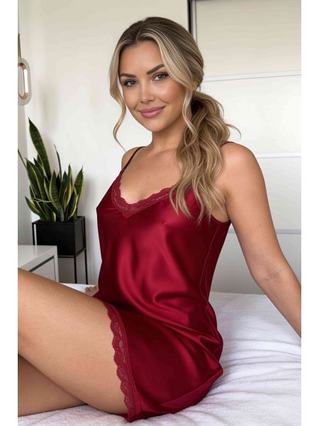 Camisón de satén burdeos - Tiffani burdeos