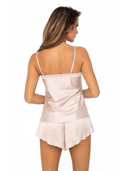 Pijama de satén beige con encaje - Tiffani 1/2 - 2
