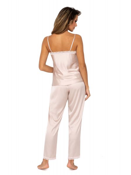Pijama de satén con pantalón largo - Tiffani beige - 2