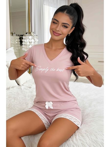 Pijama de señora con encaje - Simply 1/2 rosa