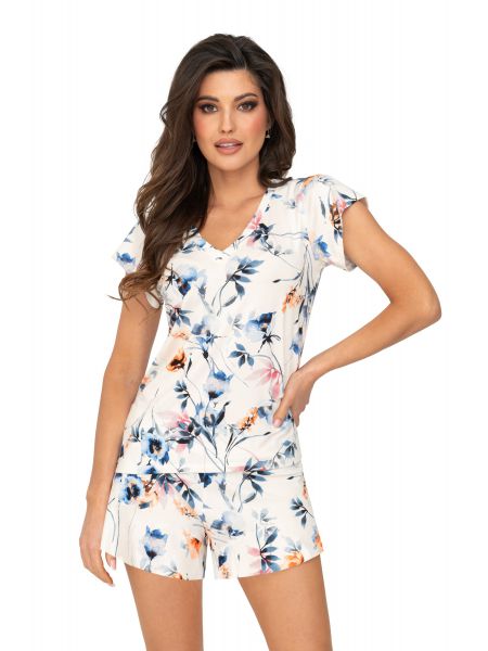 Pijama de señora de flores con pantalón corto - Astrid 1/2 - 2