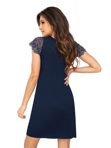 Elegante camisón con encaje - Melania azul marino - 2