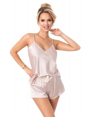 Pijama de satén sin tirantes - Ella 1/2 beige