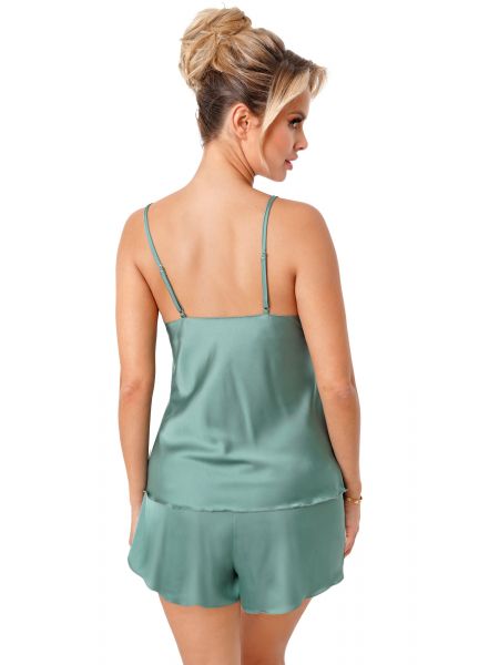 Pijama de satén sin tirantes - Ella 1/2 verde claro - 2