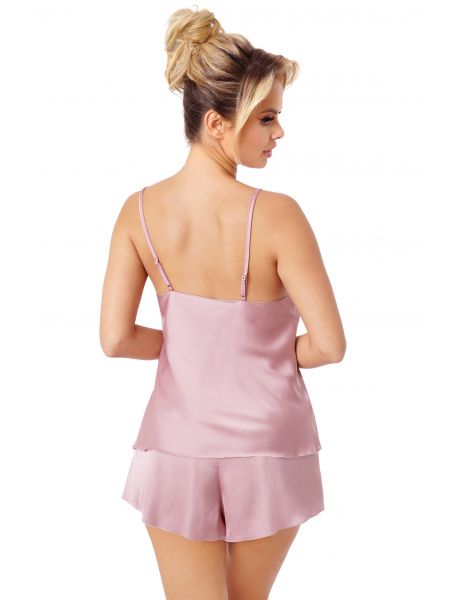 Pijama de satén sin tirantes - Ella 1/2 rosa empolvado - 2