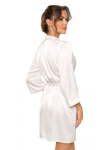 Albornoz de satén para mujer - Mari, color crudo - 3